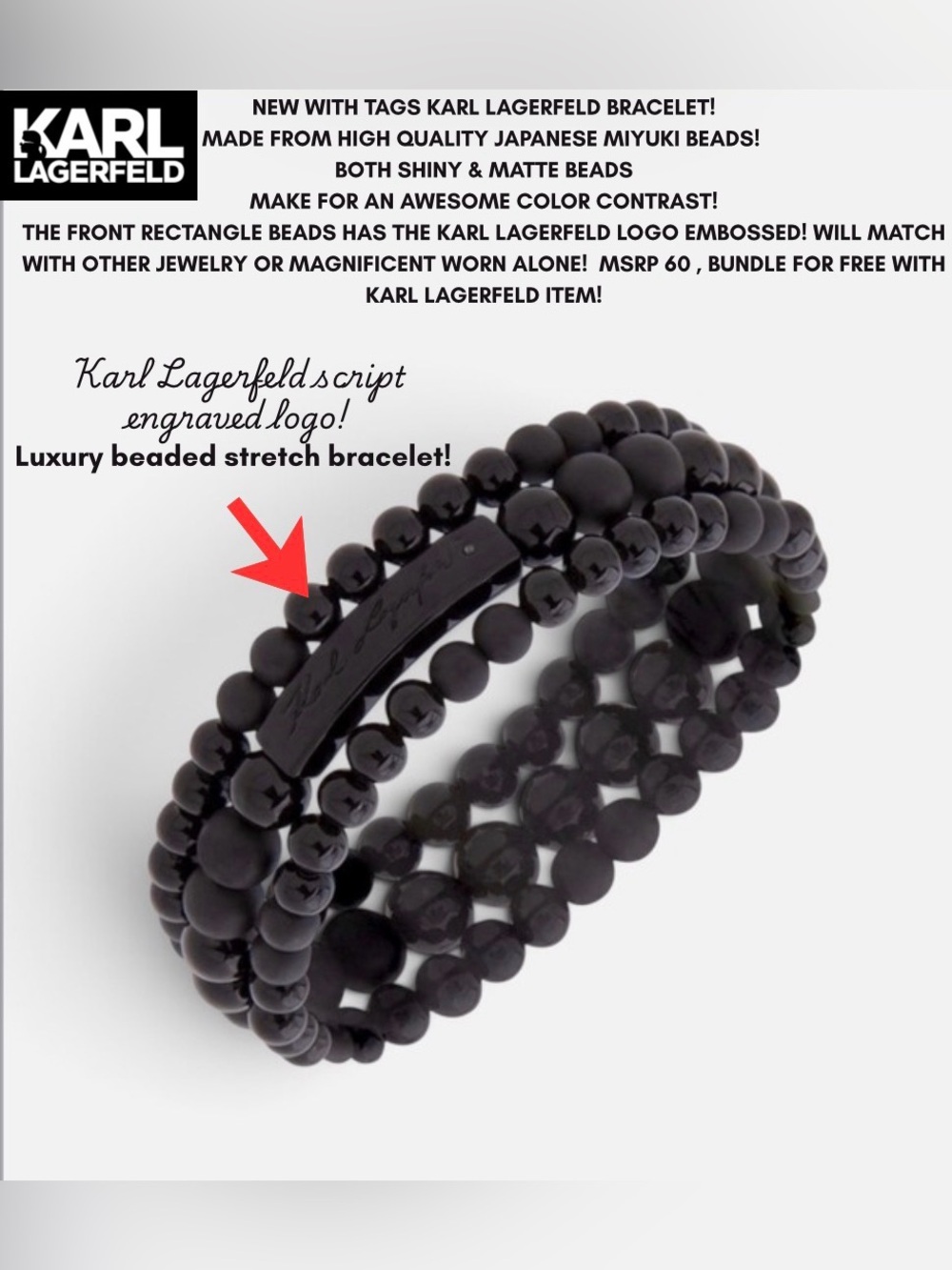 NWT! KARL LAGERFELD STRETCHY UNISEX BRACELET! SOLD OUT 5 ⭐️’s